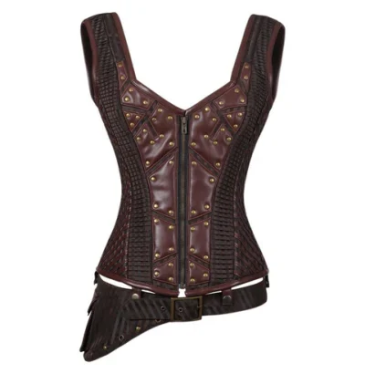 Steampunk Steel Boned Overbust Corset with Sleeves