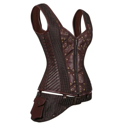 Steampunk Steel Boned Overbust Corset with Sleeves