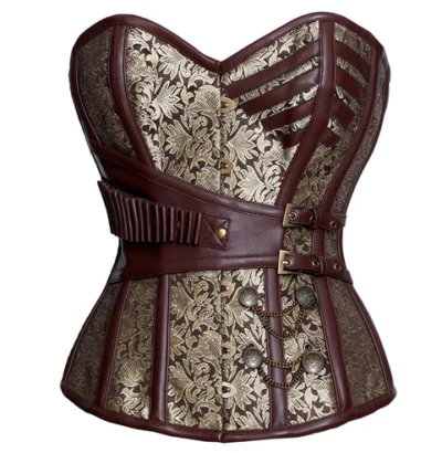 Steampunk Buckle Front Steel Boned Overbust Corset