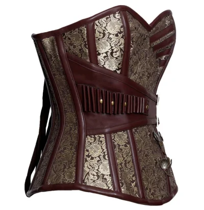 Steampunk Buckle Front Steel Boned Overbust Corset