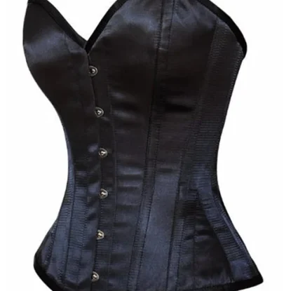 Black Satin Steel Boned Over bust Corset