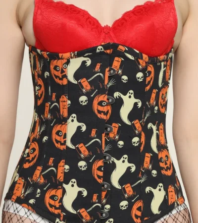 Houndstooth Printed Longlined Underbust Corset