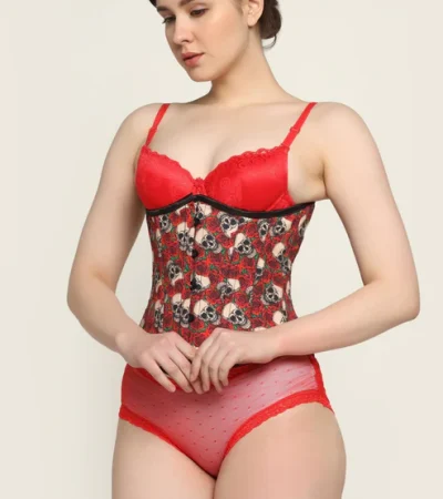 Skull Rose Printed Waist Training Underbust Corset