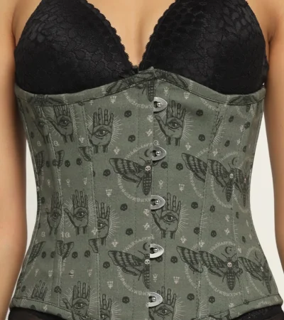 Bees Printed Plus Size Underbust Corset