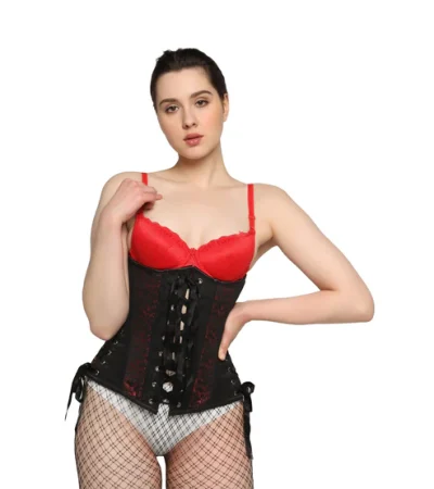 Black and Red Waist Reducing Underbust Corset