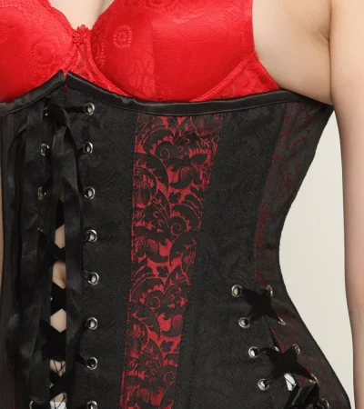 Black and Red Waist Reducing Underbust Corset