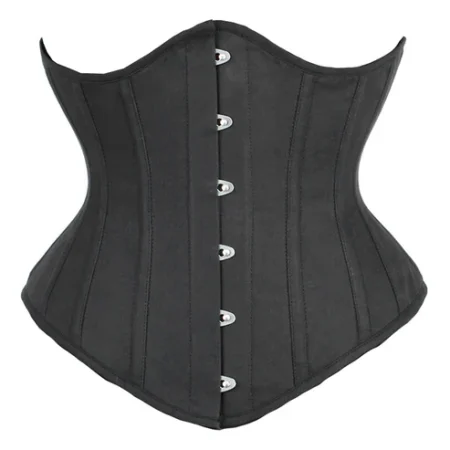 Plus Size Black Cotton Underbust Corset