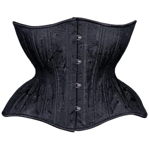 Black Brocade Gemini Cupped Regular Corset waists-trainer.com