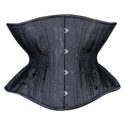Black Floral Brocade Corset Libra Silhouette