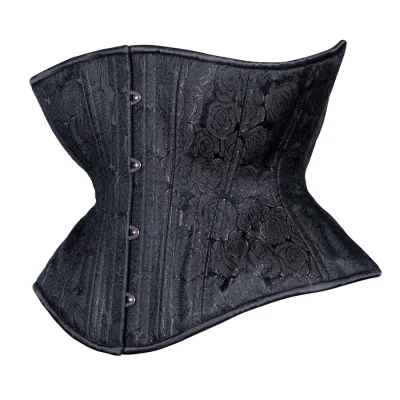 Black Floral Brocade Corset Libra Silhouette