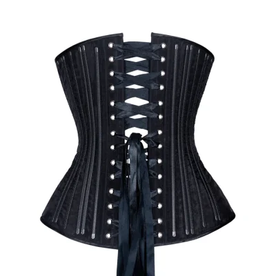 Black Fine Mesh Long Corset waisttraine.com