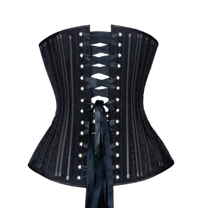 Black Fine Mesh Long Corset waisttraine.com