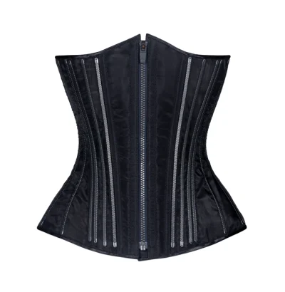 Black Fine Mesh Long Corset waisttraine.com