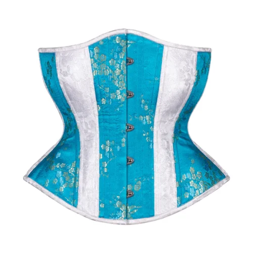 Floral White and Blue Novice Corset waists-trainer.com