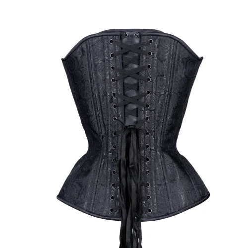 Black Brocade Overbust Hourglass Corset waists-trainer.com