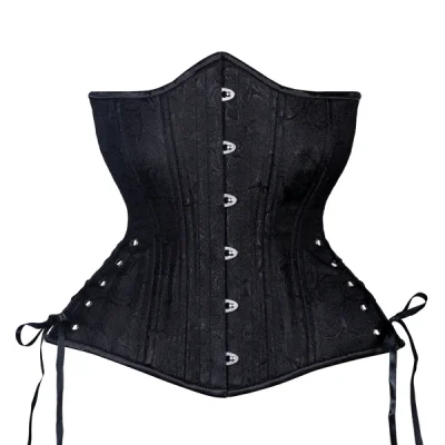Black Floral Brocade Corset Hourglass Silhouette Long