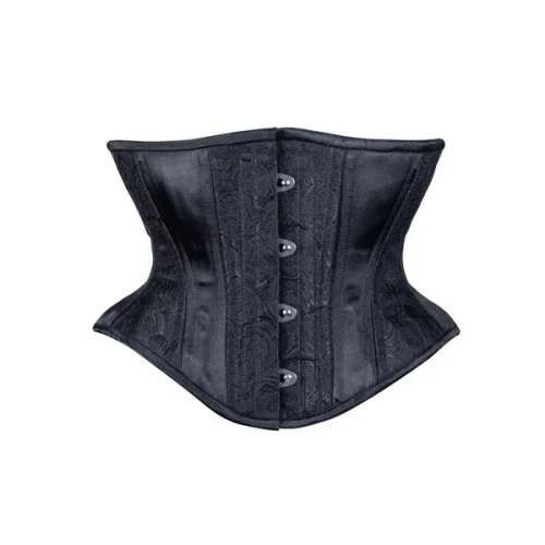 Black Brocade Corset, Hourglass Silhouette, Short waists-trainer.com