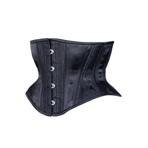 Black Brocade Corset, Hourglass Silhouette, Short waists-trainer.com