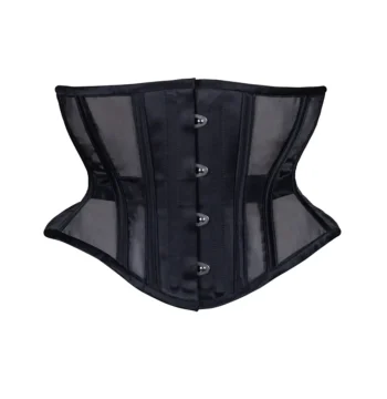 Black fine mesh curvy hourglass corset waspie waist trainer waists-trainer.com