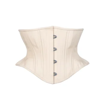 Beige cotton curvy short corset waspie waist trainer waists-trainer.com