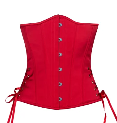 Lipstick Red Satin Slim Long Corset