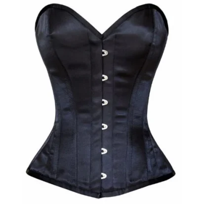 Black Satin Steel Boned Over bust Corset