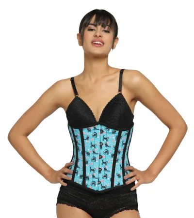 Cat Printed Plus Size Underbust Corset