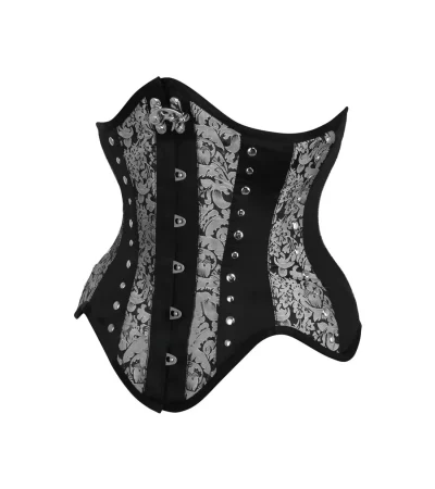 Silver Brocade Satin Plus Size Underbust Corset