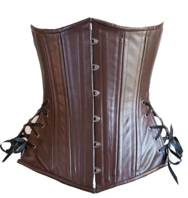Brown Leather Slim Long Corset