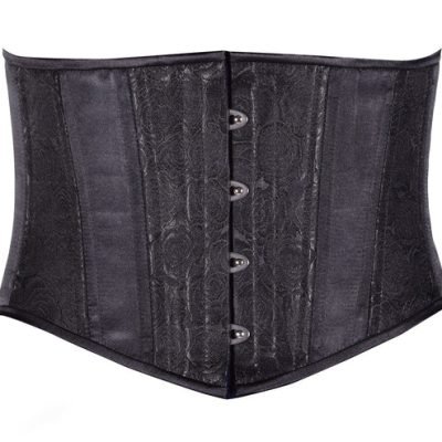 Black Floral Brocade Corset Slim Silhouette Short