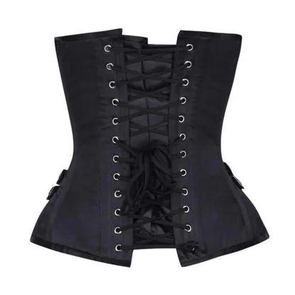 Black Satin Steel Boned C-Lock Overbust Corset Black Satin Steel Boned C-Lock Overbust Corset